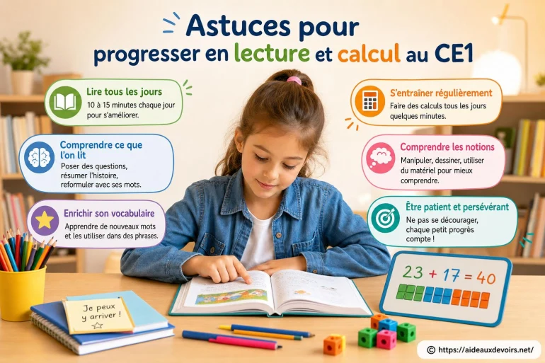 Astuces pour progresser en lecture et calcul au CE1 facilement