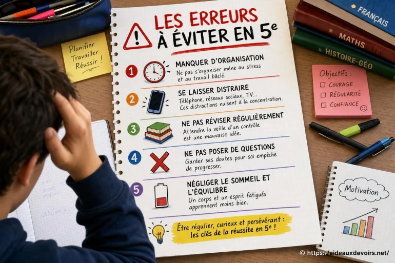 Les erreurs à éviter en 5e pour réussir son année scolaire