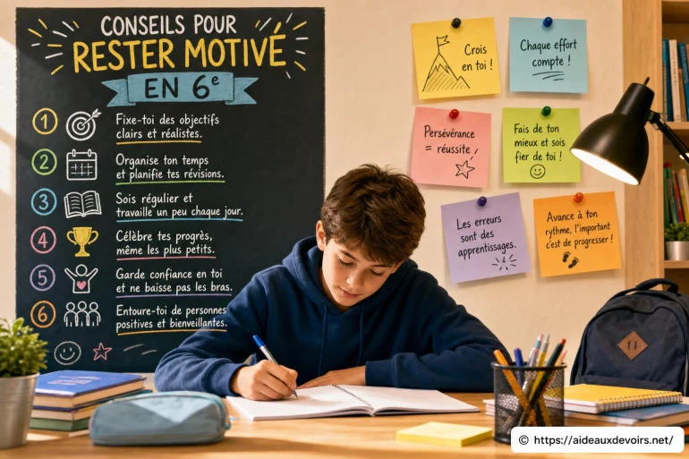 Conseils pour rester motivé en 6e et réussir ses études