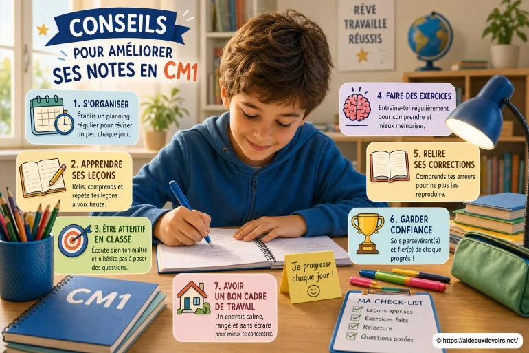 Conseils pour améliorer ses notes en CM1 et réussir ses devoirs