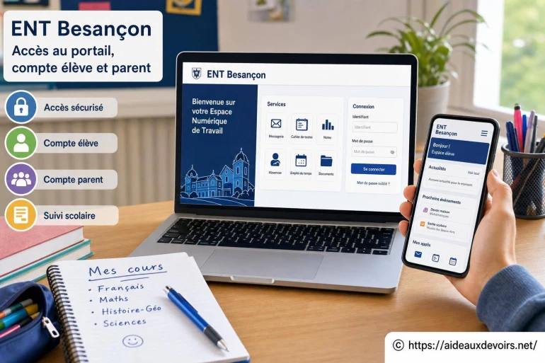 Ent Besançon : comment accéder au portail et gérer les comptes élève et parent