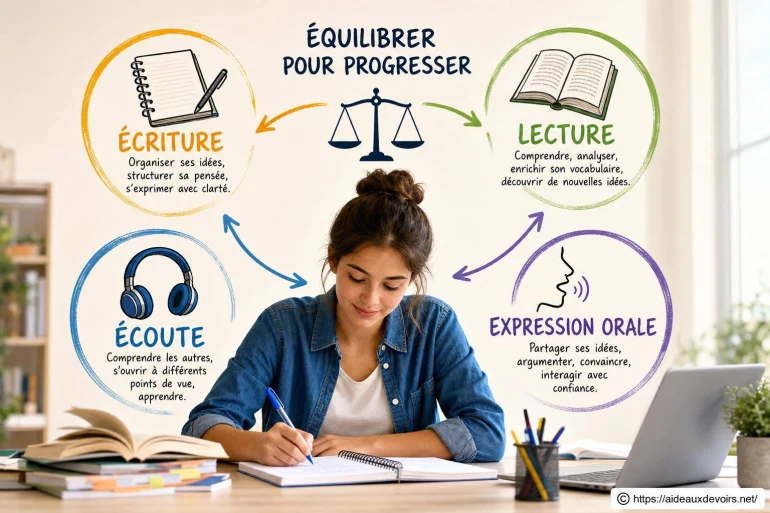 Écriture, lecture, écoute, expression orale : comment équilibrer ces quatre compétences pour progresser ?