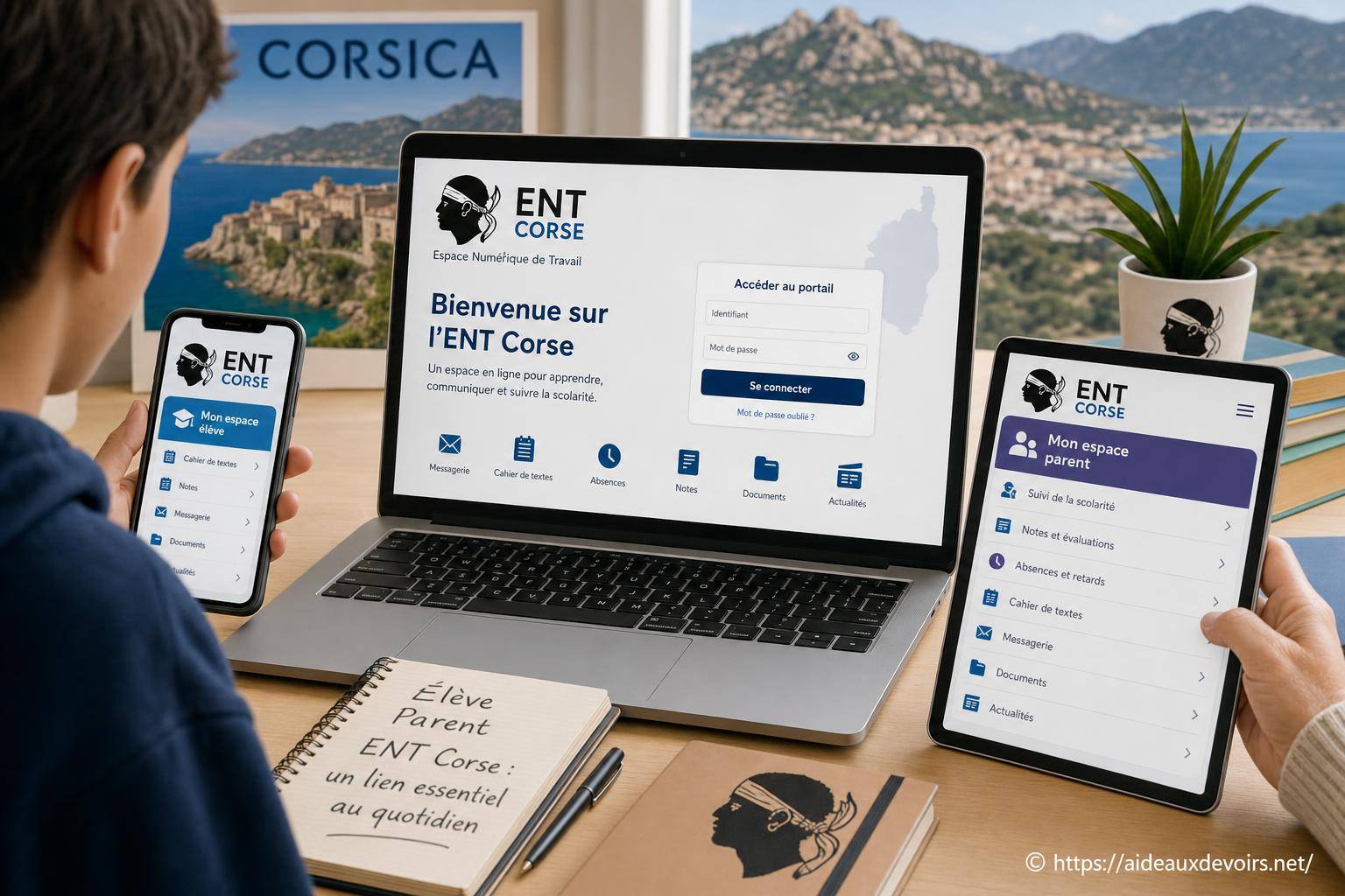 Ent corse : comment accéder au portail et gérer les comptes élève et parent